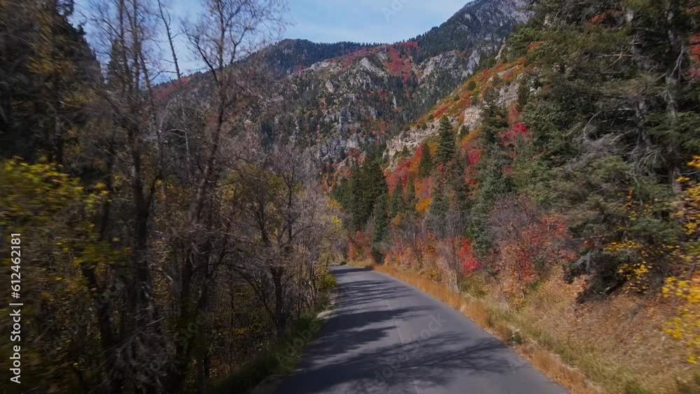 Sticker Stunning and colorful drone footage of the Alpine Loop in Utah during the fall