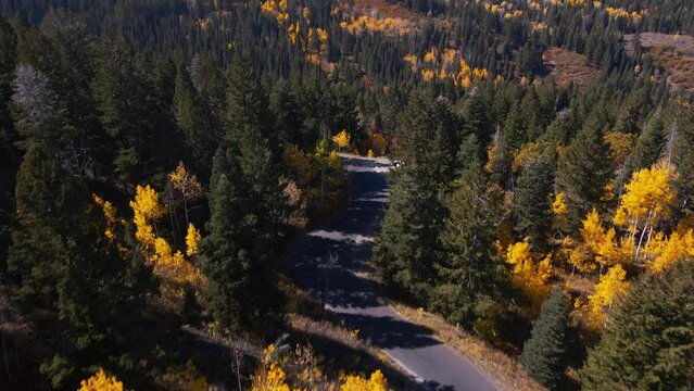 Stunning and colorful drone footage of the Alpine Loop in Utah during the fall