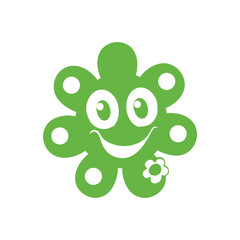 Cute Green Smiley Flower vector illustration
