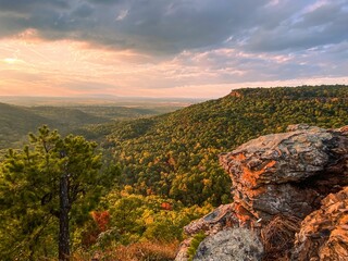 Scenic shot of Magazine Mountain during dramatic sunset