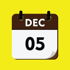 calendar with a date of the year, calendar with a date, 05 december icon, new calender, calender icon