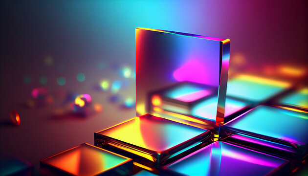Abstract 3d background wallpaper with glass square shape Ai generated image