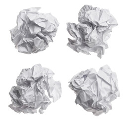 Set of crumpled paper balls, cut out