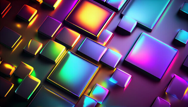 Abstract 3d background wallpaper with glass square shape Ai generated image