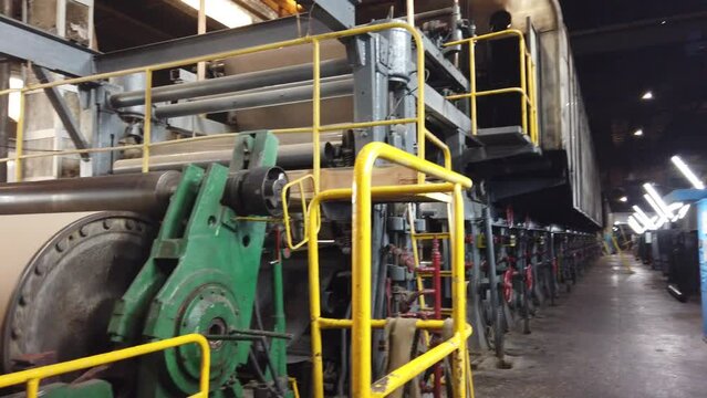 conveyor of a paper-making machine at a paper factory in the production of technical paper for packaging and electrical engineering