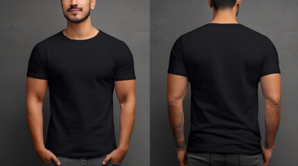 Black T-shirt Mockup. Illustration AI Generative.