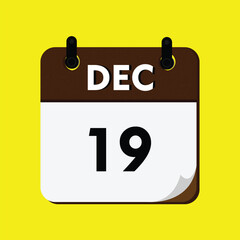 calendar with a date of the year, calendar with a date, 19 december icon, new calender, calender icon
