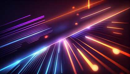 Abstract neon lights background with laser rays  Ai generated image