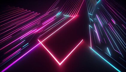Obraz premium Abstract neon lights background with laser rays Ai generated image