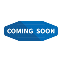 Coming Soon In Blue Color With Unique Shape And White Line For Announcement
