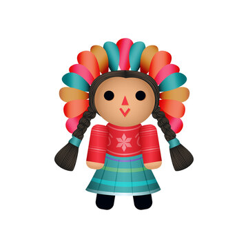 Ilustraci&radic;&ge;n con transparencia de mu&radic;&plusmn;eca de trapo  mexicana, artesan&radic;&ne;a. Mu&radic;&plusmn;eca Lele.
