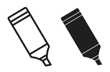 Highlighter vector symbol. Office marker pen line icon in black color. - obrazy, fototapety, plakaty