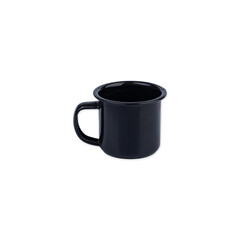 Black metal coffee cup isolated over white background