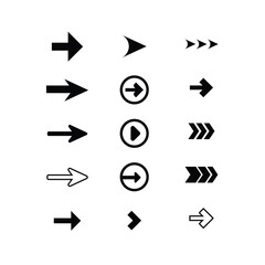 big black arrows flat icon set. modern abstract simple cursors, pointers and direction