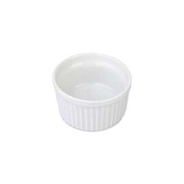 Ceramic white ramekin isolated over white background