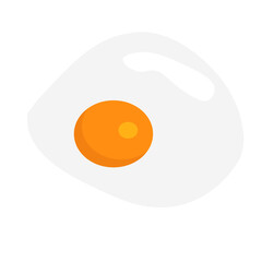 Fried Egg In Top View And Unique Shape With Flat Style
