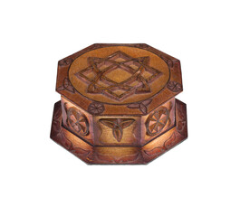 wooden magic box isolated on white background