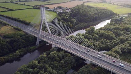 McAleese Boyne Valley Bridge Cable-stayed in the Republic of Ireland over green fields