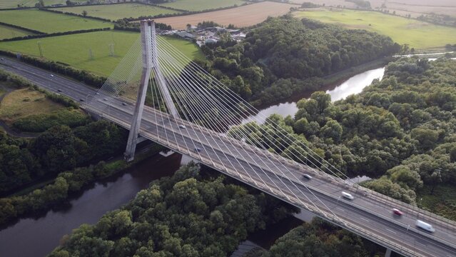 McAleese Boyne Valley Bridge Cable-stayed in the Republic of Ireland over green fields
