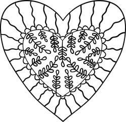 Doodle folk style heart