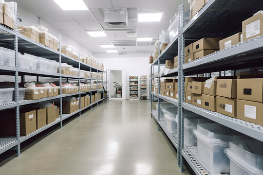 a large warehouse filled with lots of shelves filled with boxes 