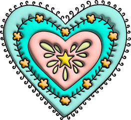 3D Folk style heart