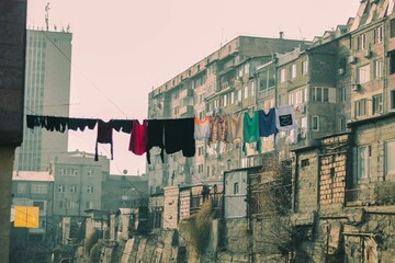 clothes drying on a rope