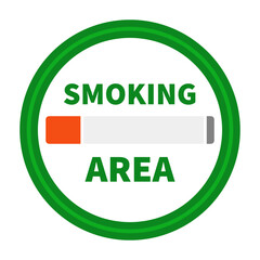 Smoking Area In Green Color And Circle Shape For Sign Information
