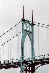 Vertical shot of St. John's Bridge. Portland, Oregon, United States.