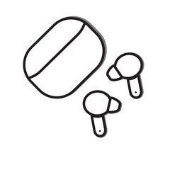 Icon of wireless headphones with a white case on a white background. Vector illustration technology