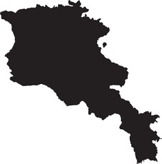 BLACK CMYK color detailed flat stencil map of the European country of ARMENIA on transparent background