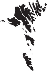 BLACK CMYK color detailed flat stencil map of the European country of FAROE ISLANDS on transparent background