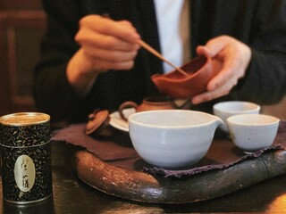Fototapeta na wymiar Closeup of white ceramic china for Asian tea