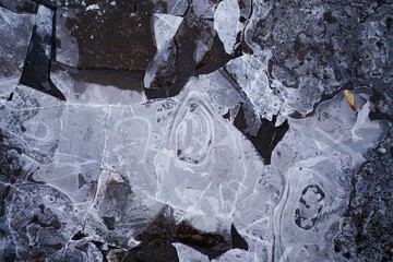 Closeup shot of transparent ice shards