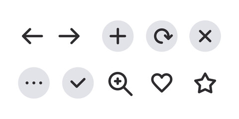 Website or mobile app functional icons. Interface icons. Vector scalable graphics