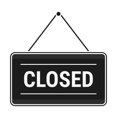 Closed Sign In White Color And Black Line With Rectangle Shape For Announcement
