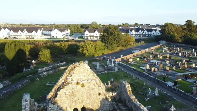 Drone footage of the historical monastic site of Mungret Abbey. Limerick, Ireland.