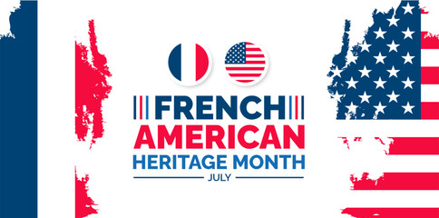 French American Heritage Month background, banner, wallpaper, poster and card design template celebrated in july. French American Heritage Month modern standard color and unique shape design.