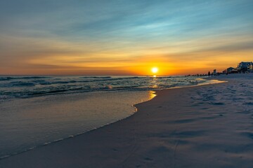 Scenic shot of Seagrove Beach at sunset in Florida, US