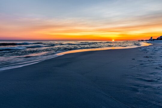 Scenic Shot Of Seagrove Beach At Sunset In Florida, US