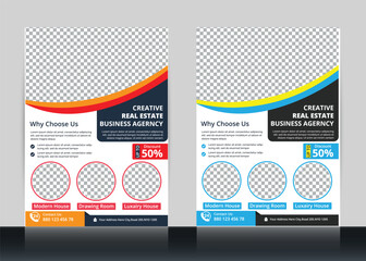 Creative Real estate house property for sale, flayer template.