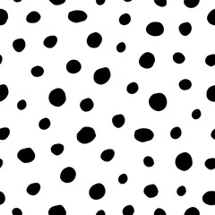 Abstract trendy seamless pattern with dots, circle for decoration interior, print posters, business banner, greeting card, wrapping in modern scandinavian style in vector in doodle style.