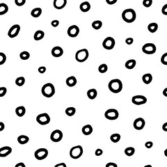 Abstract seamless pattern with dots, circle  for decoration interior, greeting card, print posters, business banner, wrapping in modern scandinavian style in vector. Doodle style