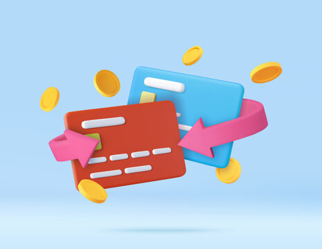 3d Cash back credit card with Arrow icon and coins