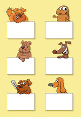 Fototapeta premium cartoon dogs and puppies with cards design set