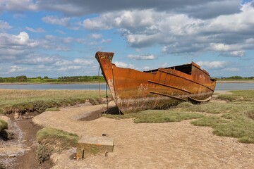 Fototapeta na wymiar old Shipwreck on the beach