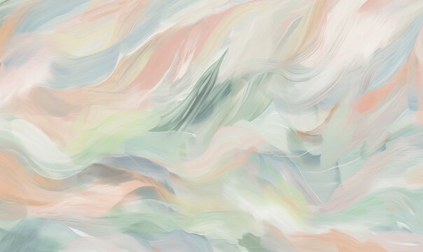  an abstract painting of pastel colors with a white background and a black background in the middle of the painting is a white and pink and green background.  generative ai