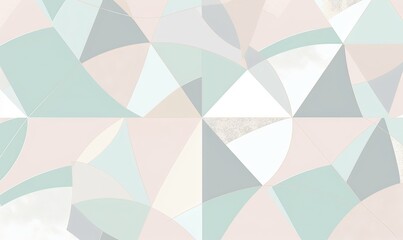  an abstract geometric pattern with pastel colors and a white background with a light green and light pink rectangle pattern in the middle of the image.  generative ai