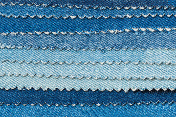 Set of Denim sample pieces, fabric samples for selection and clothes manufacture