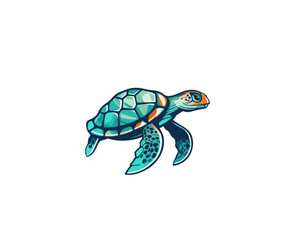 Vector illustration of cartoon sea turtle isolated on white background